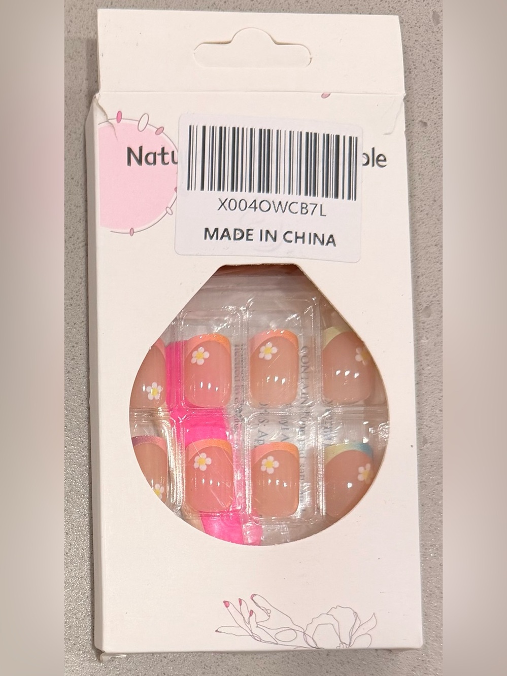 Nwt- Pink Floral Accent Press-On Nail Set